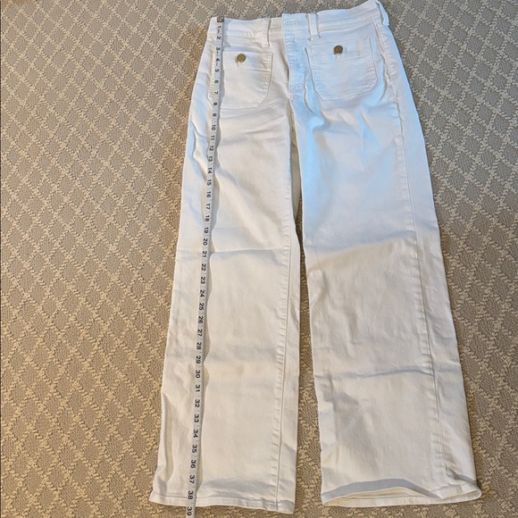 J. Crew Factory Full Length Slim Wide-Leg White Jeans - Picture 5 of 8
